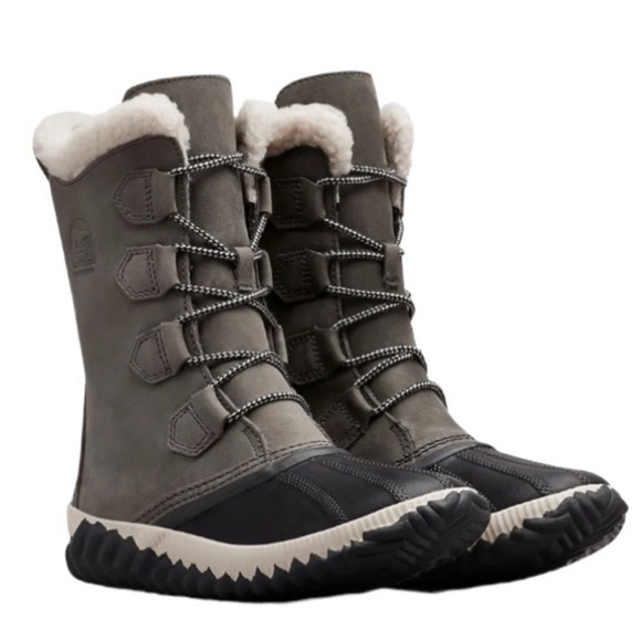 SOREL OUT N ABOUT PLUS TALL WOMEN'S QUARRY/COAL outdoor duck boots size 7.5 - Picture 1 of 16